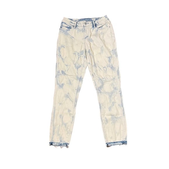 Article Of Society Straight Leg Jeans Frayed Hem Tie Dye Bleached Denim 26 Women - Picture 1 of 9